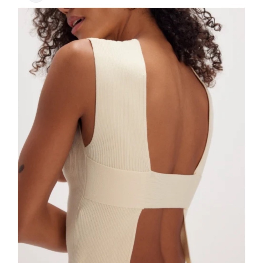 Intimately Free People Ribbed Open Back Tank Top Ivory Cream XS Sleeveless Scoop